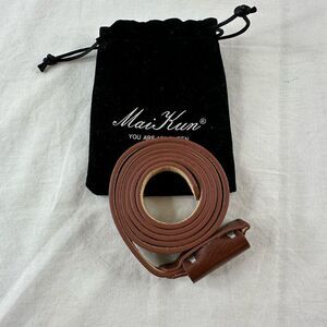 No Buckle Ladies Brown Belt Mai Kun In Bag  Dress Skinny‎ 40.5" Total Length